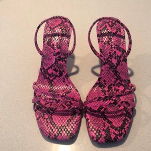 Zara pink snakeskin heeled sandals